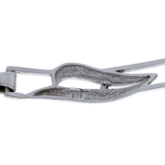 Vintage Sterling Silver 925 Diamond Modernist Bangle Bracelet 6.5" - Picture 3 of 7